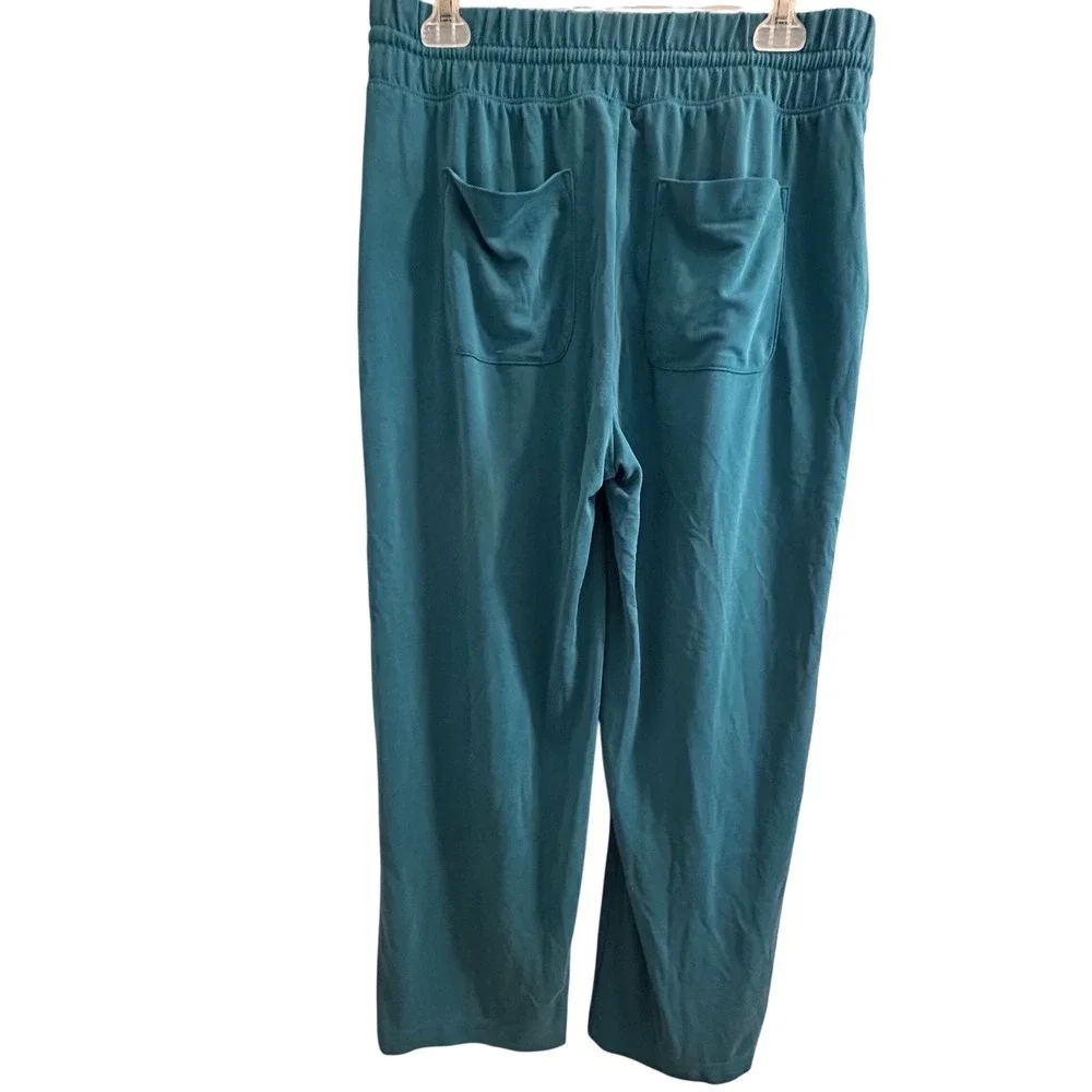 Lou & Grey Womens Teal Blue Soft Knit Wide Leg Drawstring Lounge Pants Size M - Picture 2 of 6